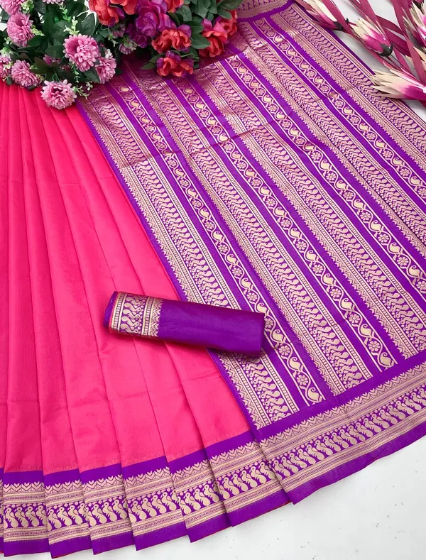 Pink_Woven_Kanjivaram_100%_Pure_Silk_Saree_with_Free_Saree_Cover